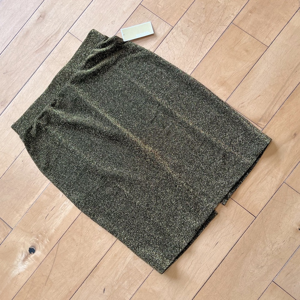 NWT Michael Kors Black/Gold Thread Pencil Skirt